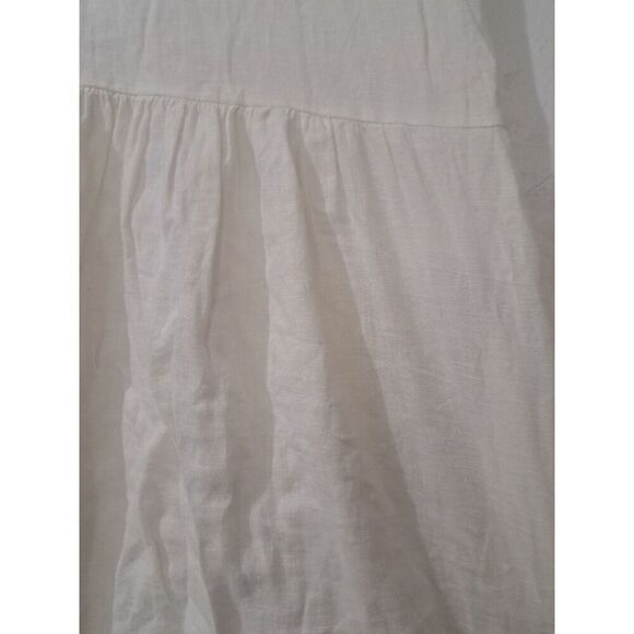Lou & Grey Womens Small LAGENLOOK Beachy Midi Dress Ivory 100% Linen Pockets - Picture 3 of 9